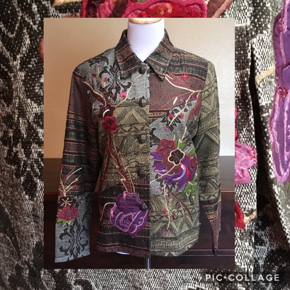 Coldwater Creek Quilt Embroidery Jacket - Picture 4 of 9